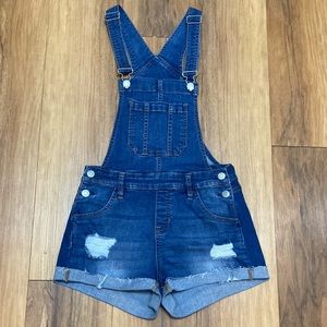 Pacsun Los Angeles Blue Denim Shortalls Distressed 25